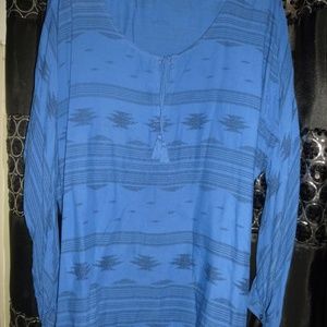 Old Navy NEW geometric ikat blue blouse Large